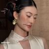 Boucles d'oreilles élégantes rétro feuille de ginkgo - Accessoires luxueux d'inspiration chinoise pour les mariées et les tenues de soirée