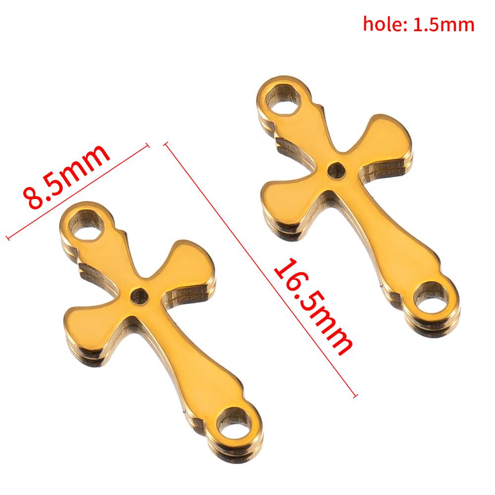 20pcs Stainless Steel Mini Hollow Cross Pendant with Double Hole Bracelet Connector Earring Necklace Charm DIY Jewelry Making