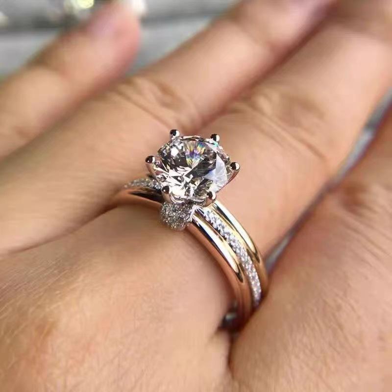 3 Carat D Color Moissanite Ring in AU750 White Gold with Side Stones - Includes Authenticity Certificate