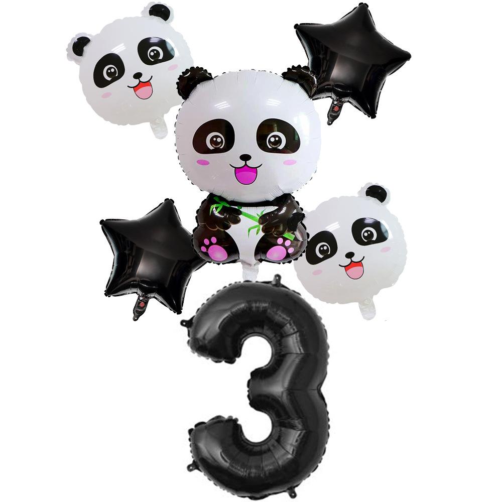 Xiaohongshu Panda Balloon Cute Panda 1-10 Birthday Party Decoration Arrangement Aluminum Film Balloon