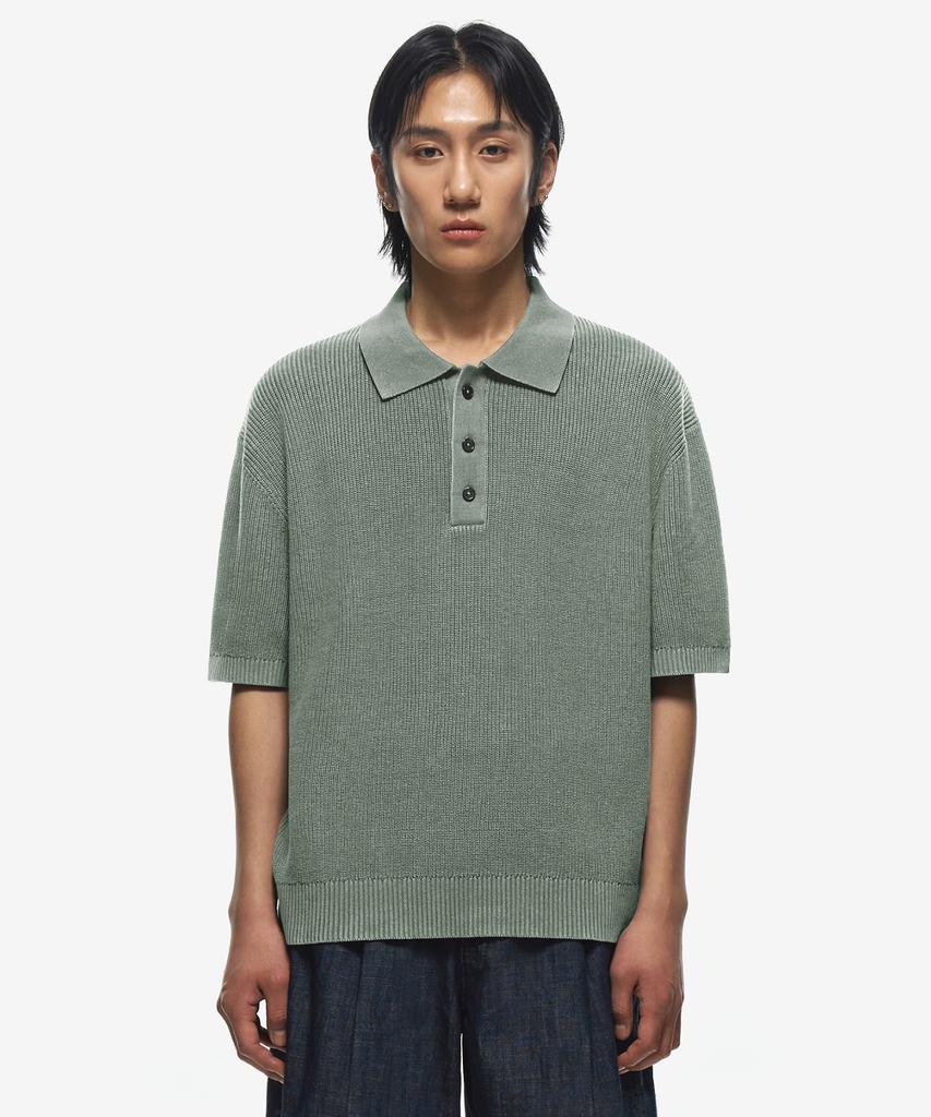 Sekeonmonollogeu Washed Hachi Polo Half Knit [Mint]_Sekt022Mint