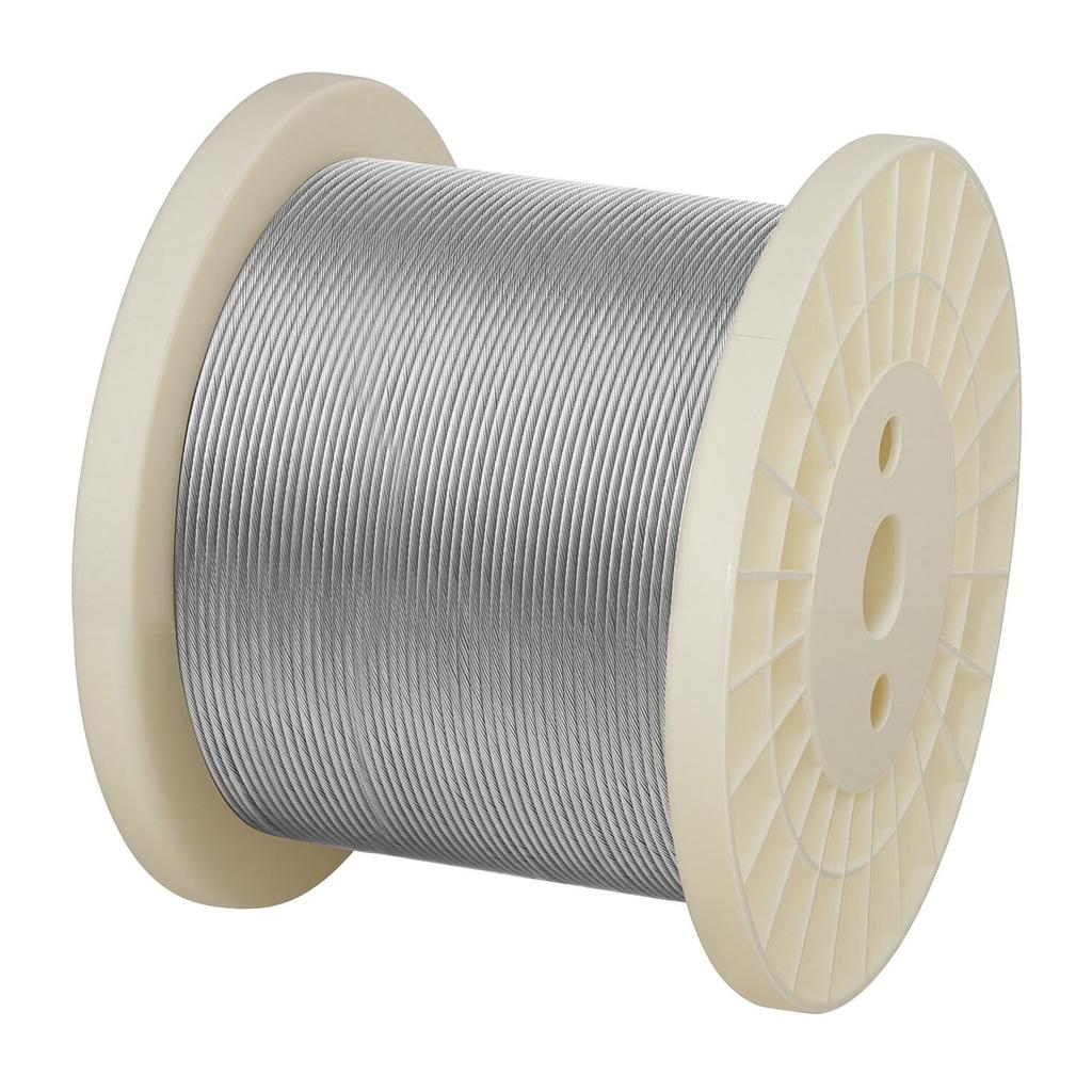 3.2 mm Wire Rope, 304.8 m Length, 316 Stainless Steel Wire Cable with Cutter, 798 kg Breaking Strength, 1 x 19 Strands Construction, Steel Cable for