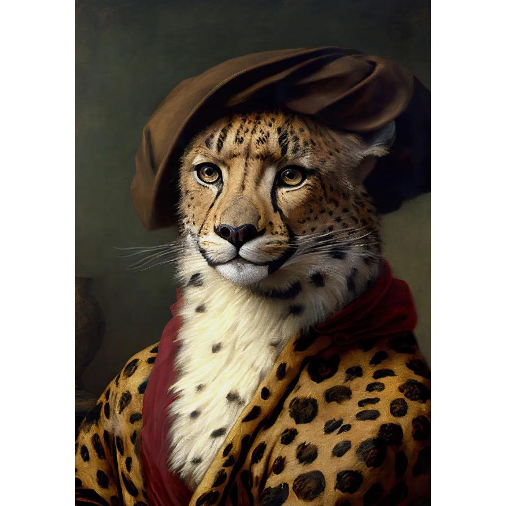 Animal Portrait Lion Fox Golden Retriever In Military Uniform Poster Print Wall Art Pictures Canvas Painting Room Home Decor
