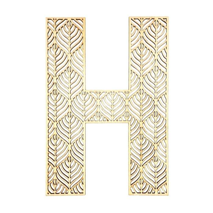 Grande lettre en bois - H - Bois - Ajouré - A décorer - 24 cm - Loisirs créatifs