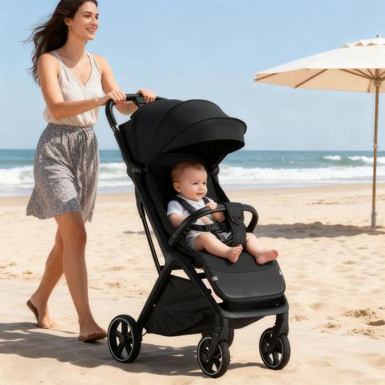 Yousheng Foldable Baby Stroller Portable High-View Seat with Storage Basket Cup Holder Hook Sunshade Shock Absorber Wheels Travel Stroller for Infant