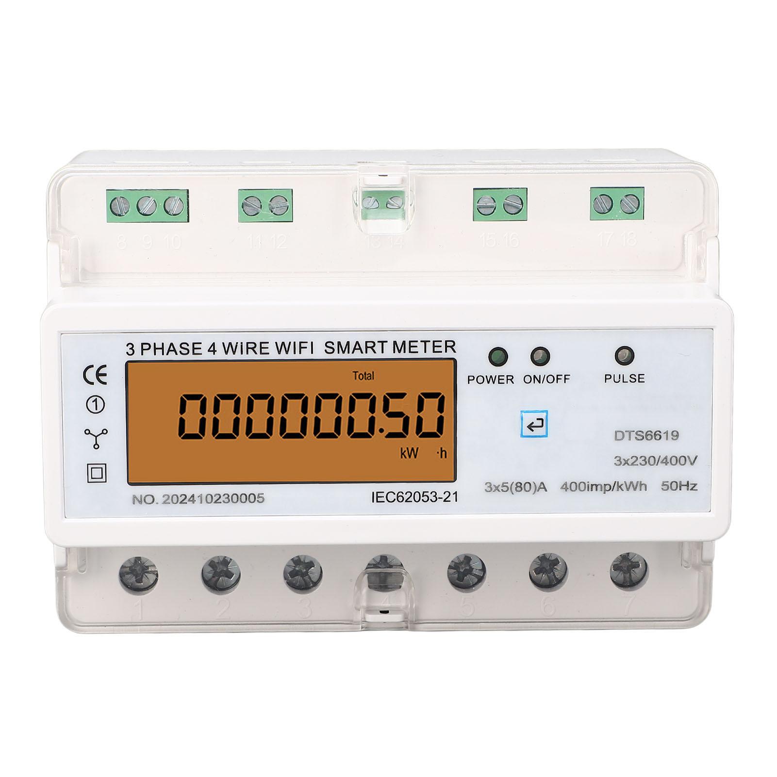 

WiFi Smart Energy Meter 3 Phase 4 Wire APP Remote Monitoring DIN Rail Smart Power Meter with Switch