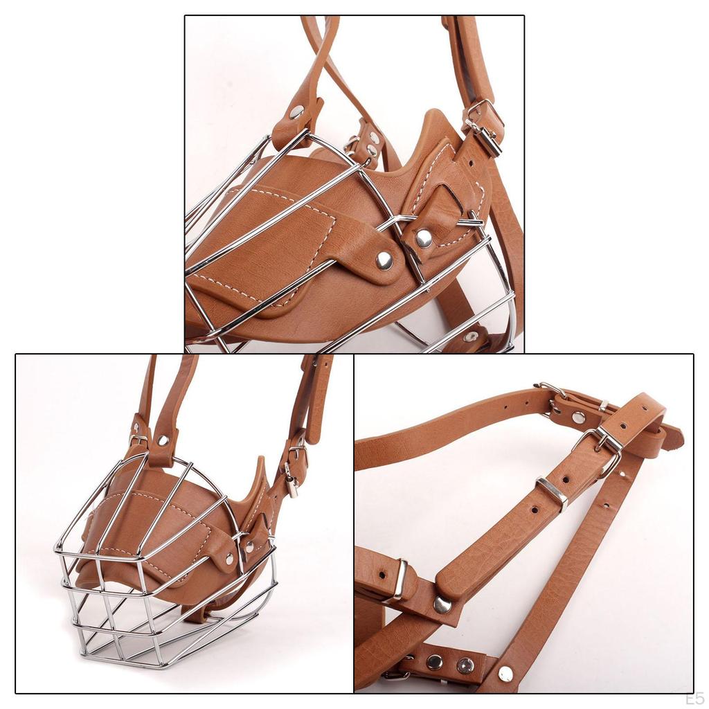 Pet Muzzle for Dog Anti Bite Bark Adjustable Mouth Cover Metal Mask