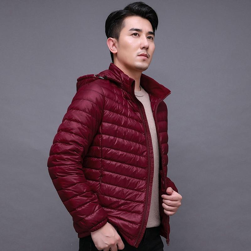 IkTok Herbst- und Winter-Daunenjacke Herren kurz große Größe leicht kalt und warm weiße Entendaunen Stehkragenjacke