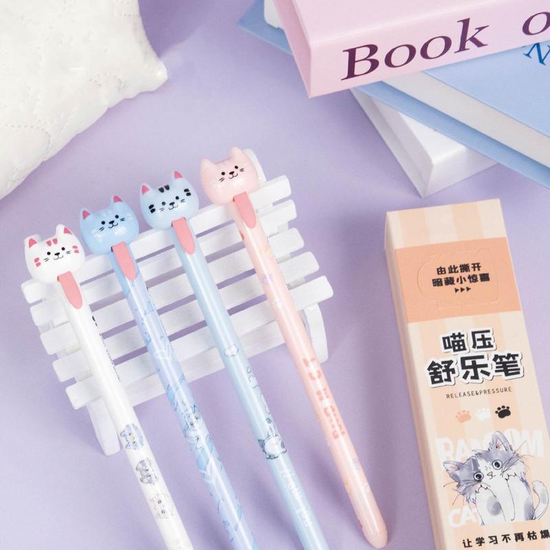 Creative Cat Tongue-out Gel Pen Set 0.5mm Quick-Drying Student Stationery Set for Children Kids Rewards
