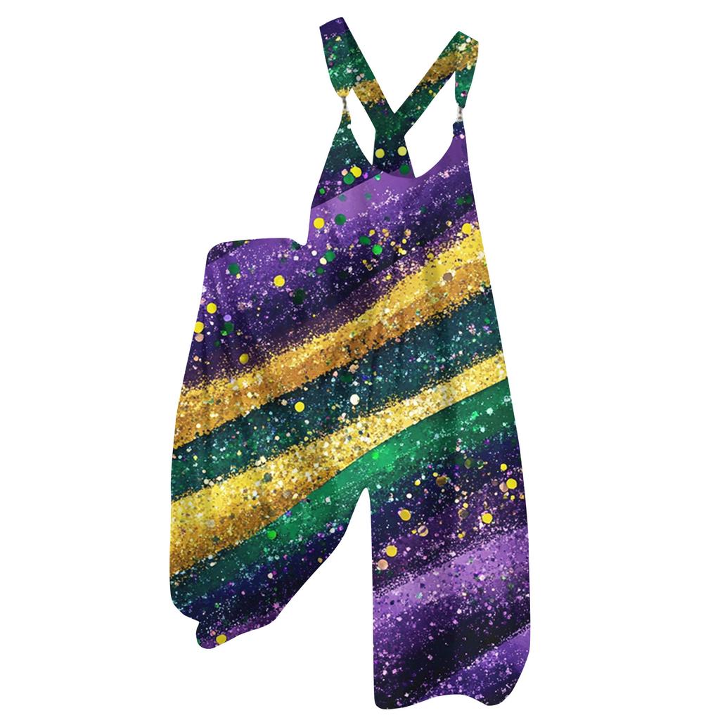 Damen Overalls Print Vintage Jumpsuit (Nicht verstellbare Träger)