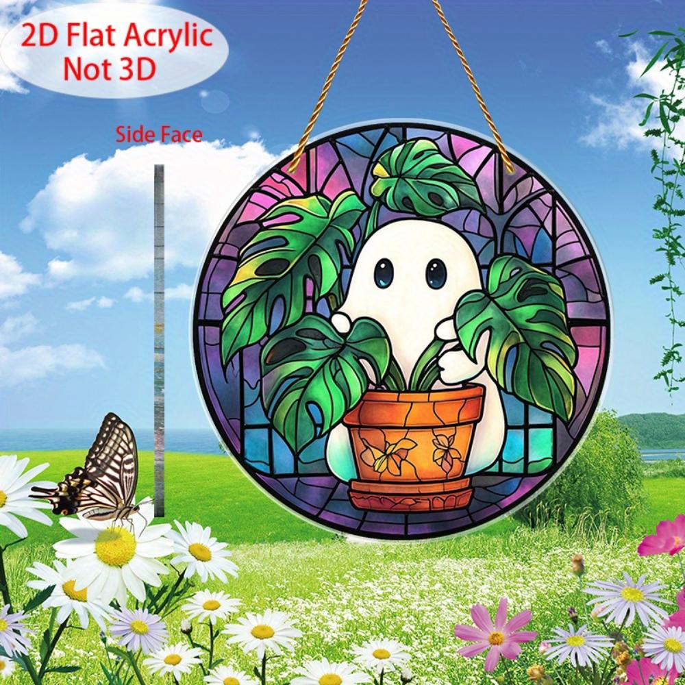 2D Flat Acrylic Halloween Ghost Pendant for Windowsills, Porches, Courtyards, Gardens, Offices, Bars, Coffee Shops, Farmhouses and Room Decorations