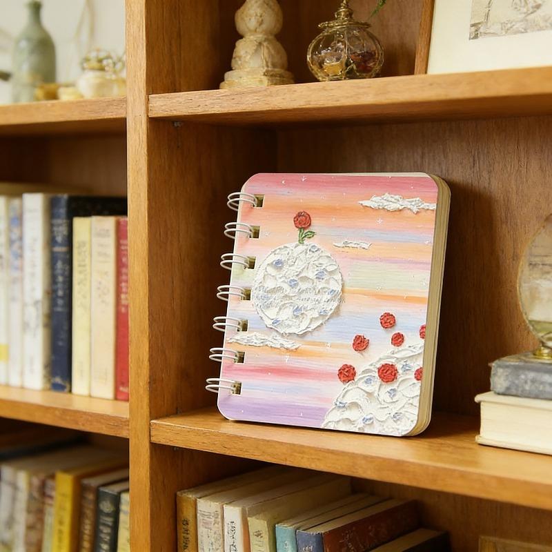 2Pcs Beautiful Spring Pattern Cartoon A7 Coil Book Pocket Mini Notebook Diary Portable Office Notepad Daily Weekly Planner School Supplies Holiday