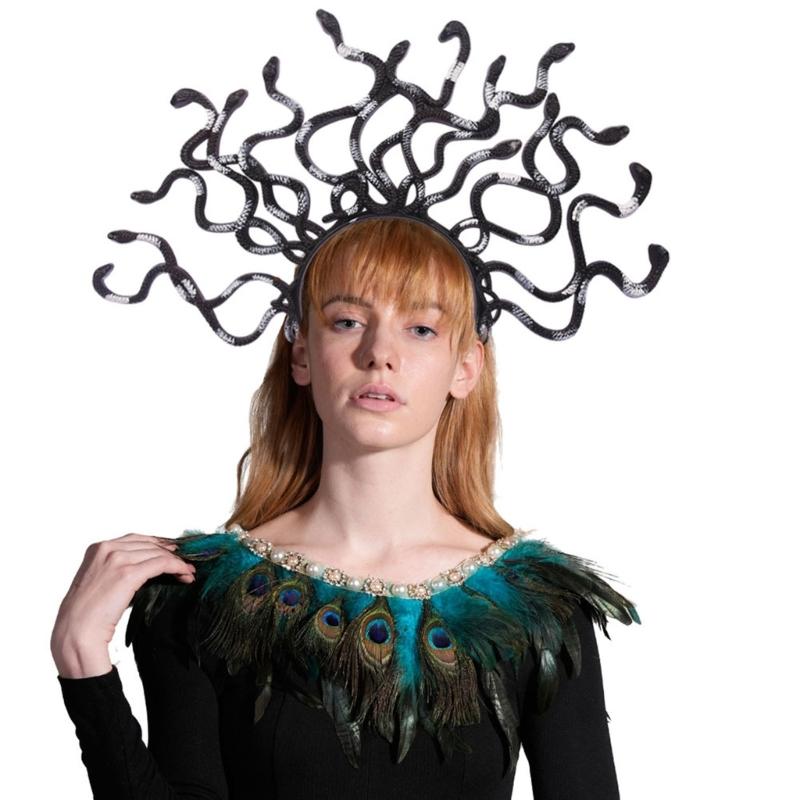 Mystical Ancient Snake Headpiece Quality Headdress Unique Headwear Halloween Cosplay Accessory for Trendy Ladies