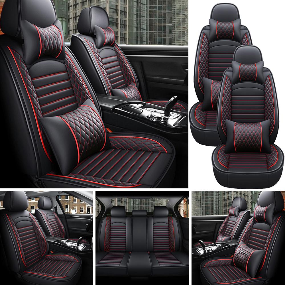 5-Seats PU Leather Universal Car Seat Covers Full Set Front Rear Seat Cushion Anti-scratch Protection For Sedan SUV Seat