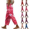 Damen Freizeithose Modische Print Kordelzug Taschen Elastische Taille Hose