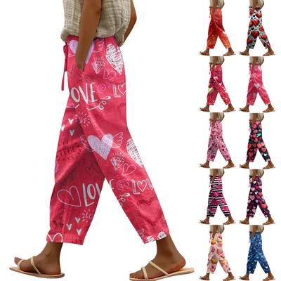 Women's Casual Pants Fashionable Print Drawstring Pockets Elastic Waist Pants