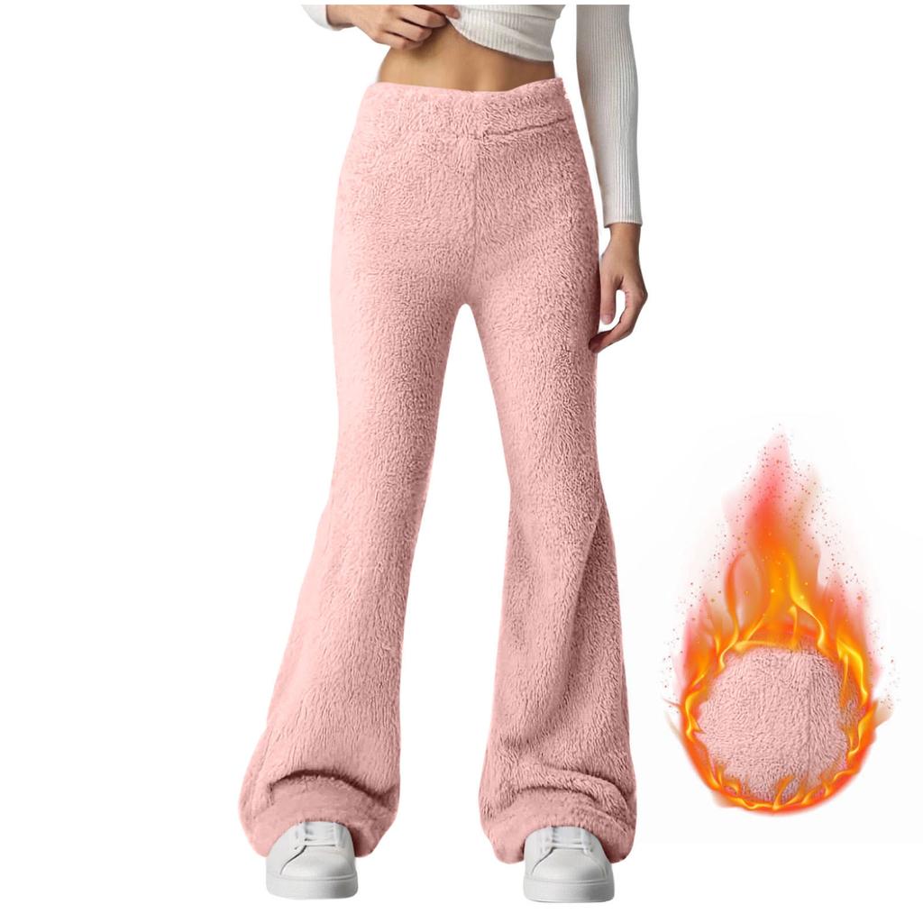 Women's Fall/Winter Solid-Color Fashionable Fleece-Lined Casual Pants Loose-Fit Comfortable Fleece Pants