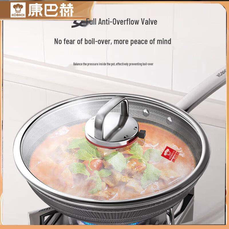 Kombach 32cm Non-stick Stainless Steel Double Honeycomb Wok