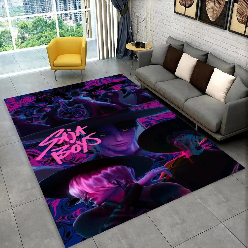 Tappeto/Tappetino Kpop Demon Hunters Rumi Mira Zoey Cartone Animato Musica per Soggiorno Camera da Letto Casa Decorazione Divano, Tappetino Antiscivolo per Bambini