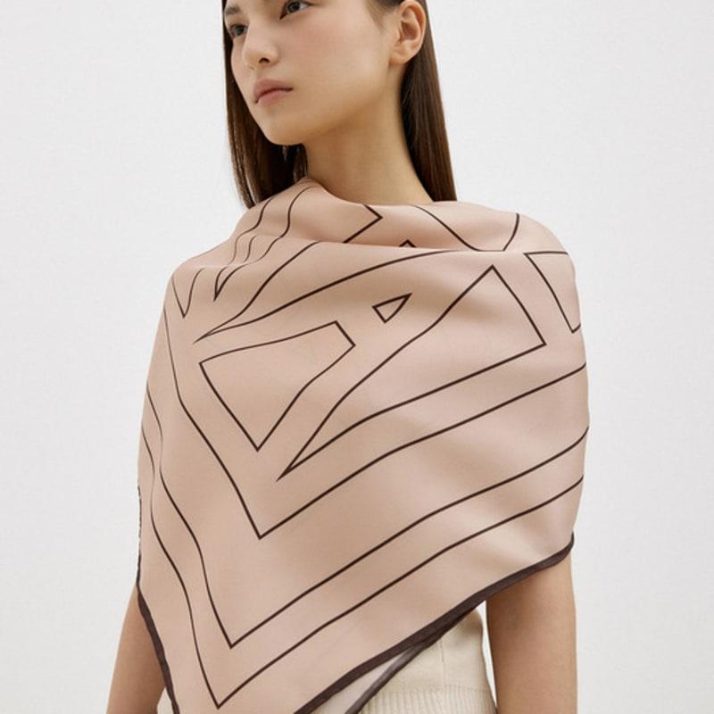 

AVVINA LEATHER AVVINA Square Silk Scarf 90 - Brown/Beige Beige&Brown