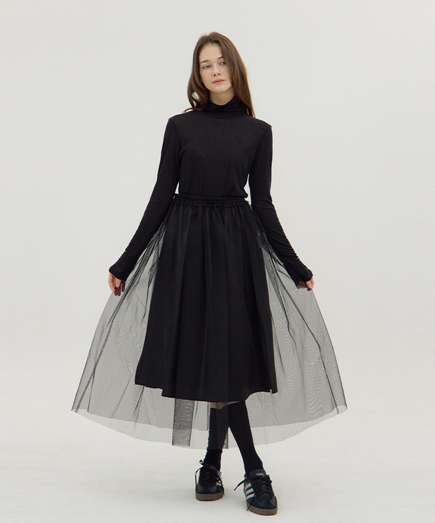 Reve Hearted Fantasia Mesh Skirt - Black