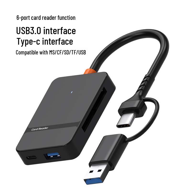 Apple-Compatible 8-in-1 USB 3.0 Dual-Head Type-C Card Reader & Expansion Dock