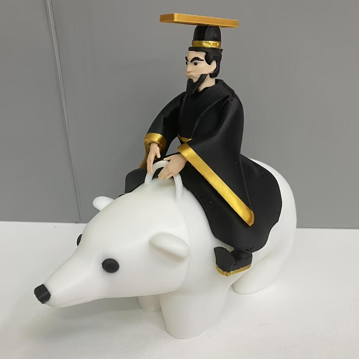 

Creative Qin Shi Huang Riding Polar Bear Abstract Figurine, Detachable Desktop, Bedroom, Office, and Living Room Decoration