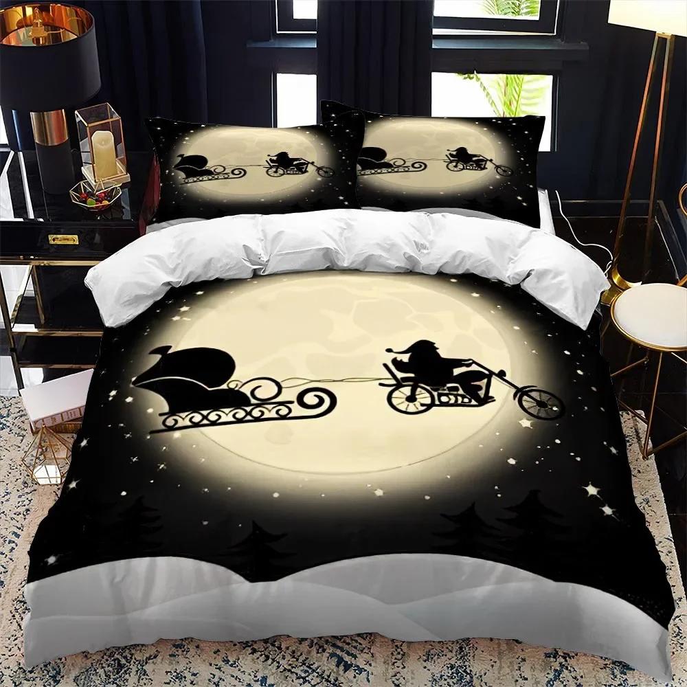 Christmas Duvet Cover Set Winter Red Santa Claus Bedding Set Merry Christmas Gifts for Boys Girls Happy New Year Red Santa