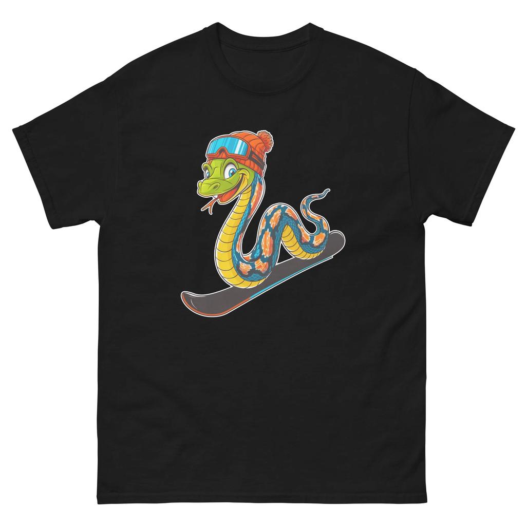 Snake Snowboarding Fun Cartoon Snowboarder Shirt T-Shirt