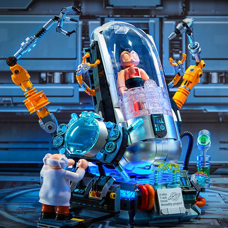 Iron Arm Astro Boy Building Blocks Boy Assembling Children'S Toy Robot Lighting Model Gift Collection Construction Gift