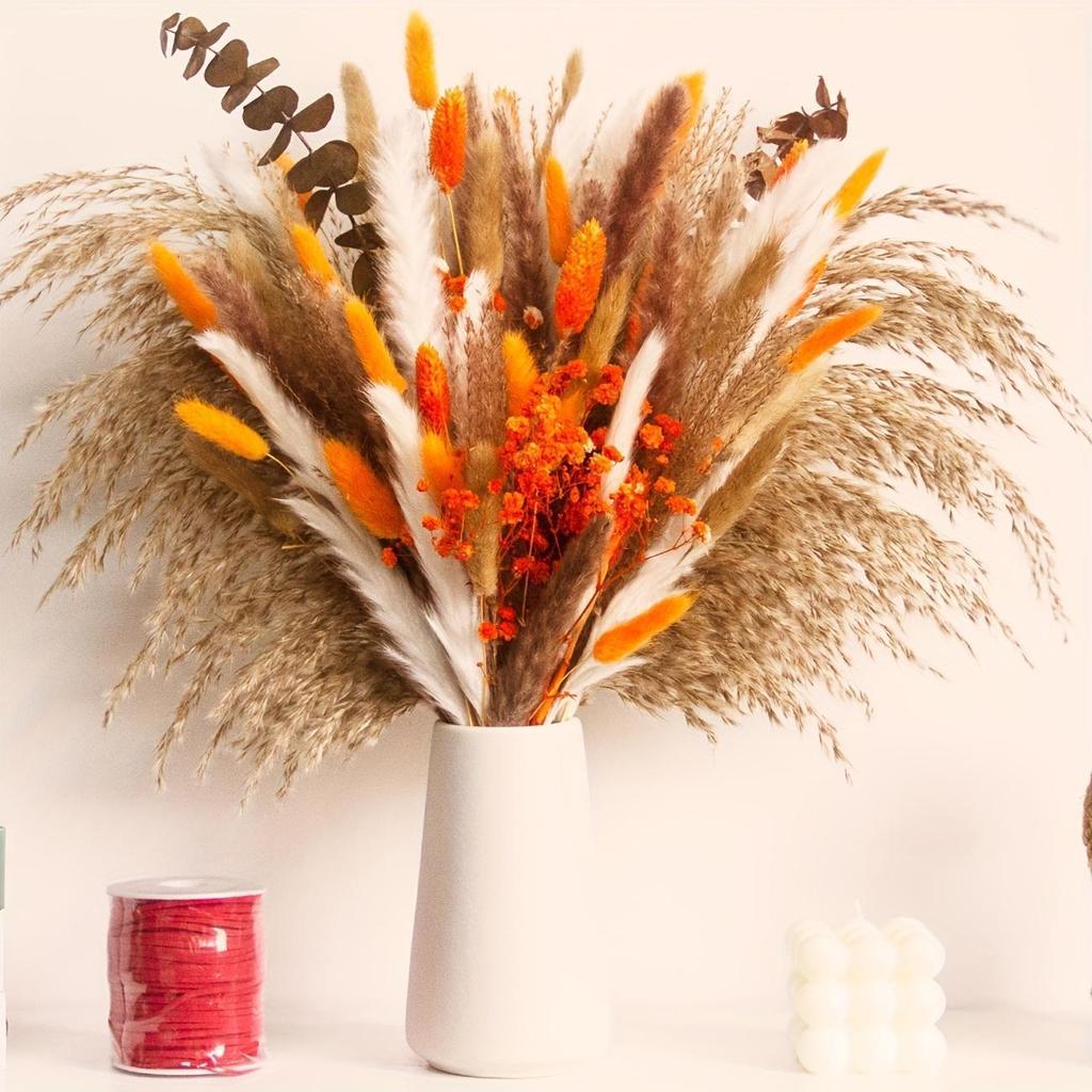 Autumn Elegance Dried Bouquet: Gypsophila, Pampas & Eucalyptus. Perfect for home, wedding & party decor. Shop now!