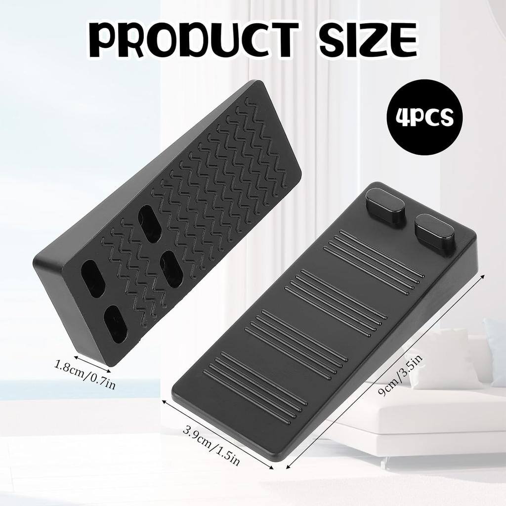 4 Pcs Rubber Door Stoppers for Bottom of Door Wedge Thin Doors Stopper for Carpet Tile Concrete Floor Large Rubber Door Stoppers for Commercial