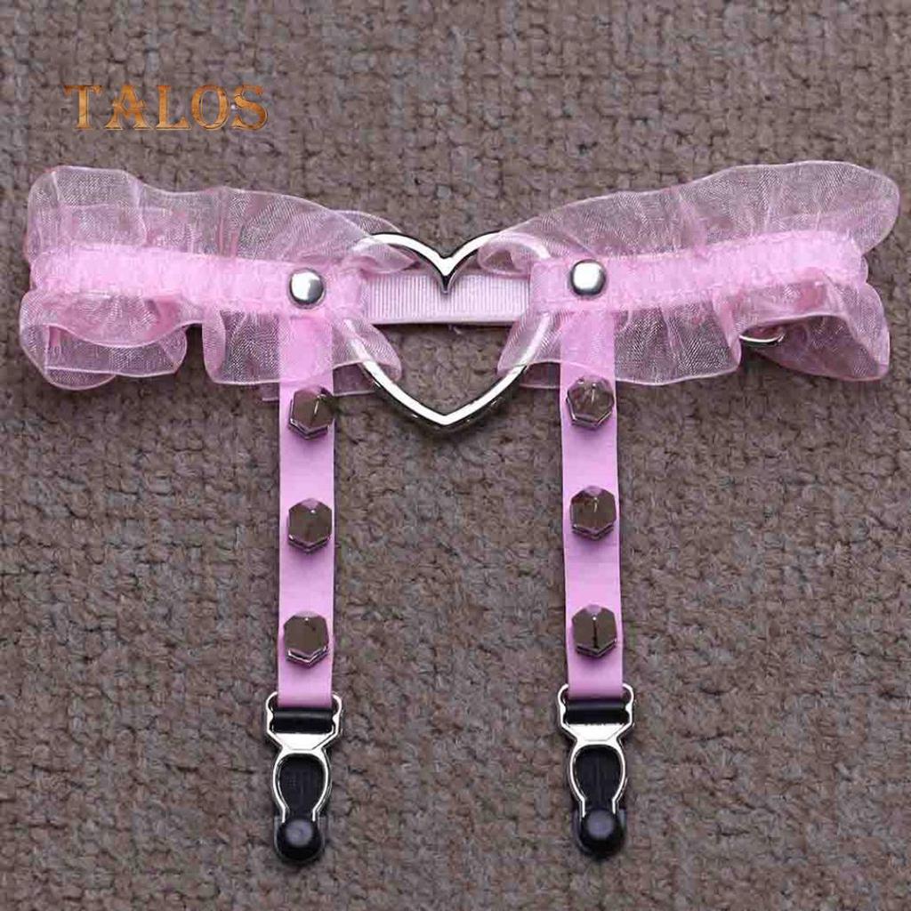 1Pc Women Girl Punk Gothic Heart-shape Ring Spikes Elastic Garter Belt Suspender Erotic Accessories