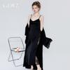 Women's Satin Lace Sheer Padded Slit Sleep Dress with Robe Lounge Set