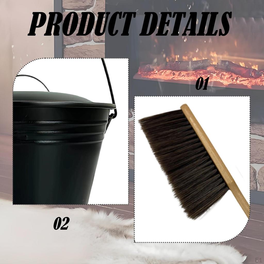 Ash Bucket Charcoal with Handle Heat Resistant Accessories Broom Shovels Multifunctional