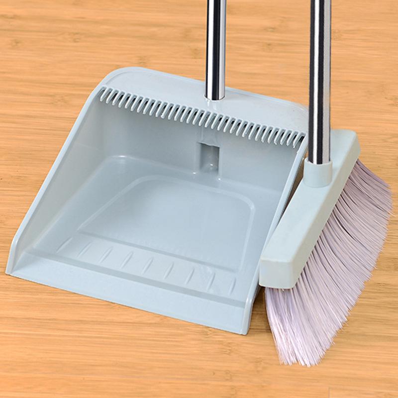 Household Broom & Dustpan Set with Soft Bristles and Non-Stick Squeegee
