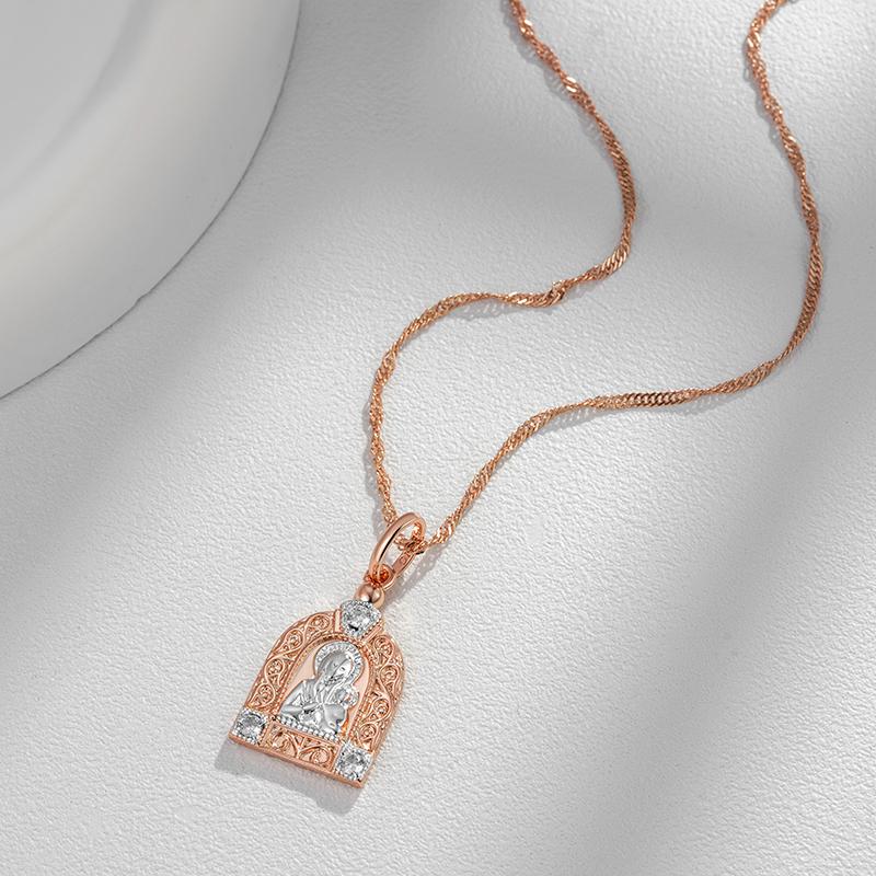 Luxury Virgin Mary Pendant Necklace For Women Men  Rose Gold Color Natural Zircon Jesus Charm Daily Fine Jewelry Gifts
