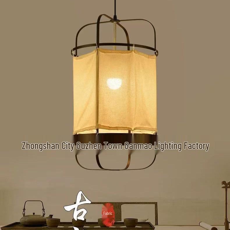 

Japanese Zen Bamboo Pendant Light - Retro Teahouse Style Dining Table Lamp with Antique Wrought Iron and Linen Shade. Linen 30*45CM