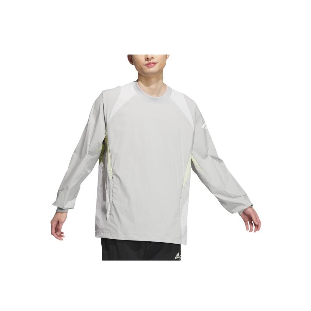 Adidas Futsal Woven Top Loose Fit Crew Neck Long Sleeve Sweatshirt Men Tops Light-Gray JI8746