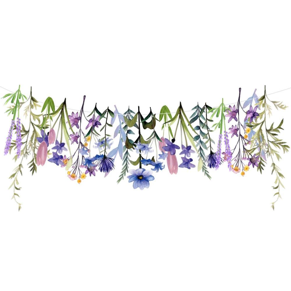 Funny Long Leaves Flower Banner Hanging Flower Flag Floral Leaf Paper Banner  Happy Birthday