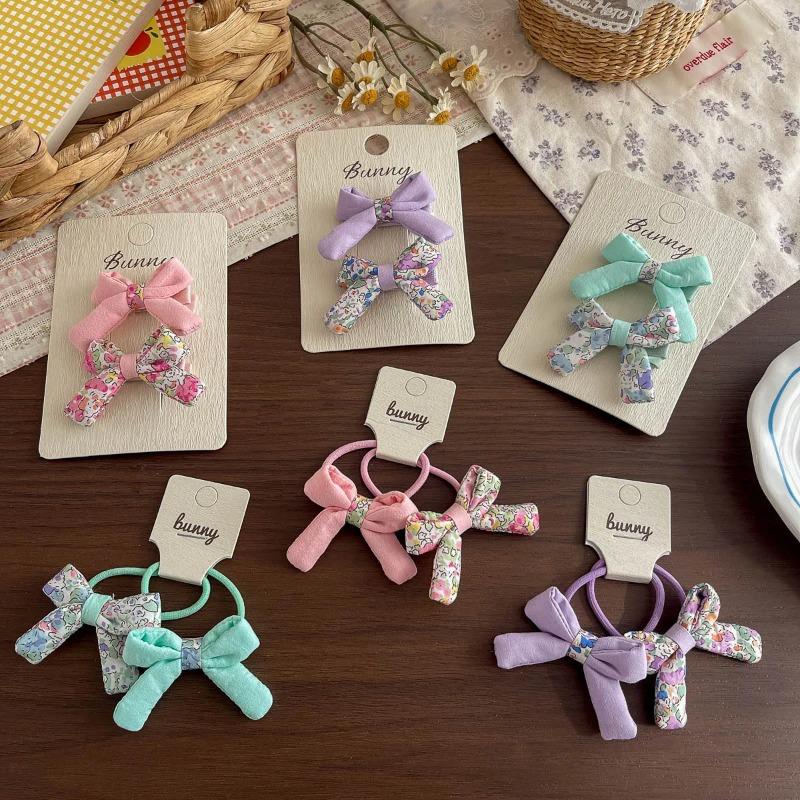 Spring New Floral Streamer Knot Hairpin Hair Band Small Fresh and Versatile Girl Side Bangs Broken Hairpin Ponytail Ring
