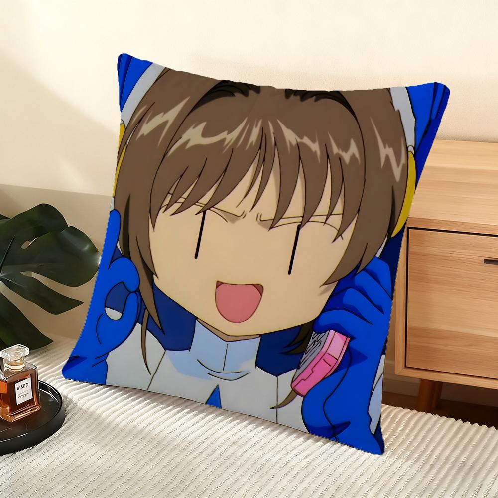 Anime Cute Cardcaptor Sakura Cushion Cover Silky Short Plush Home Sofa Cushion Cover - Invisible Zipper Home Decoration