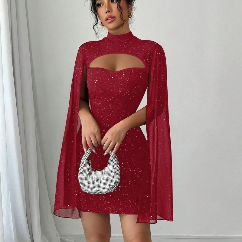 

European Style Women Clothing Round Neck Chiffon Maxi Dress S