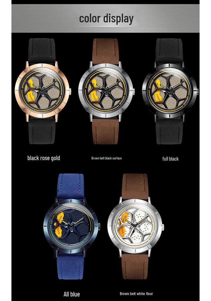 Sanda Men's Personalized Quartz Watch - Leather Strap, Waterproof, Rotating Dial