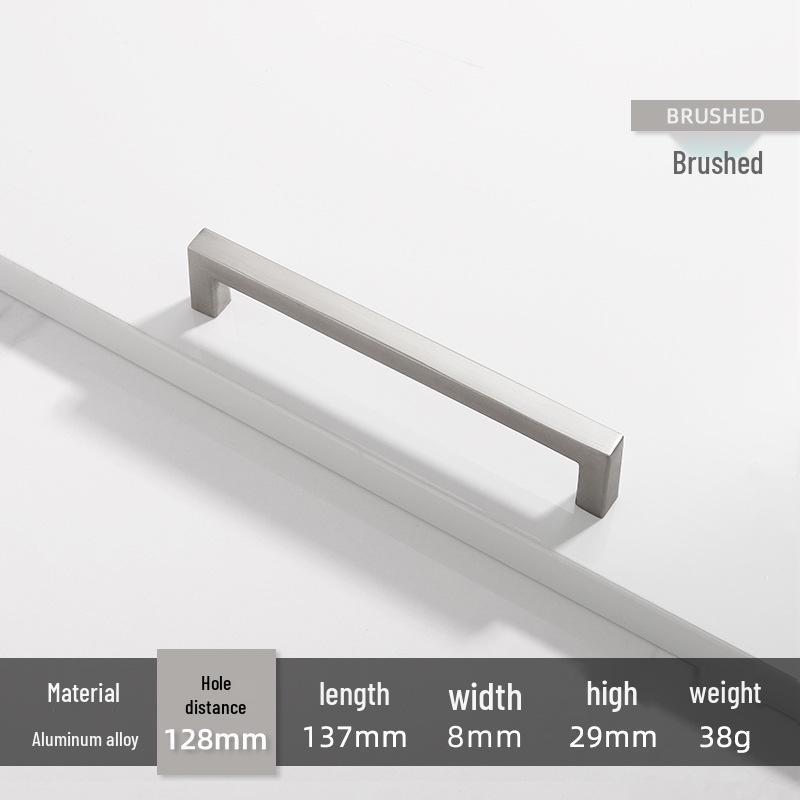 Square Bright Gold & Silver Kitchen Cabinet Handle - Modern Minimalist Black Aluminum Alloy Drawer & Wardrobe Handle