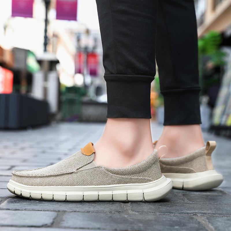 Fashion 2025 New  Men's Comfortable Canvas Loafers Lightweight Anti - Slip Walking Shoe Breathable Round - Toe Outdoor Casual Flat Shoes