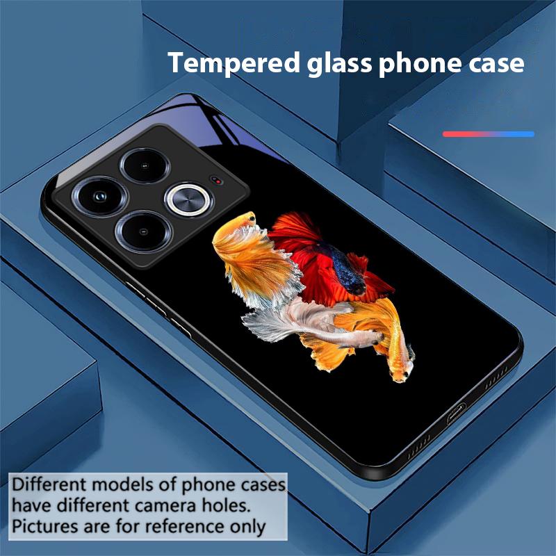 Colorful Cute Fish For Infinix Note 40 4G 30i 12 96 Smart 8 Hot 9 Play 10 11S 12 20i 50 Pro Plus 5G Tempered Glass Phone Case