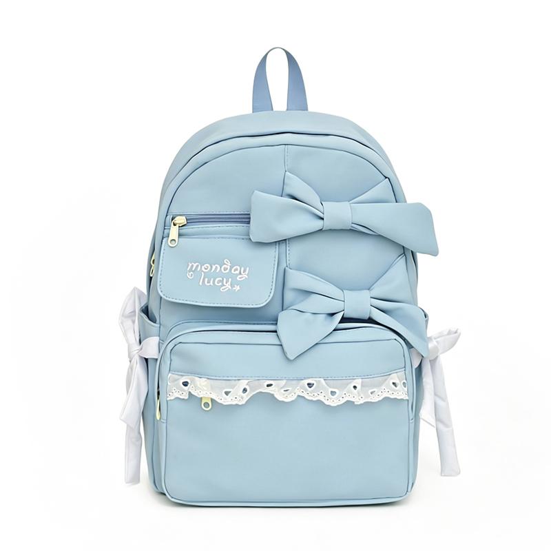 Mochila Escolar de Estudiante con Encaje de Lazo Gran Capacidad para Mujer