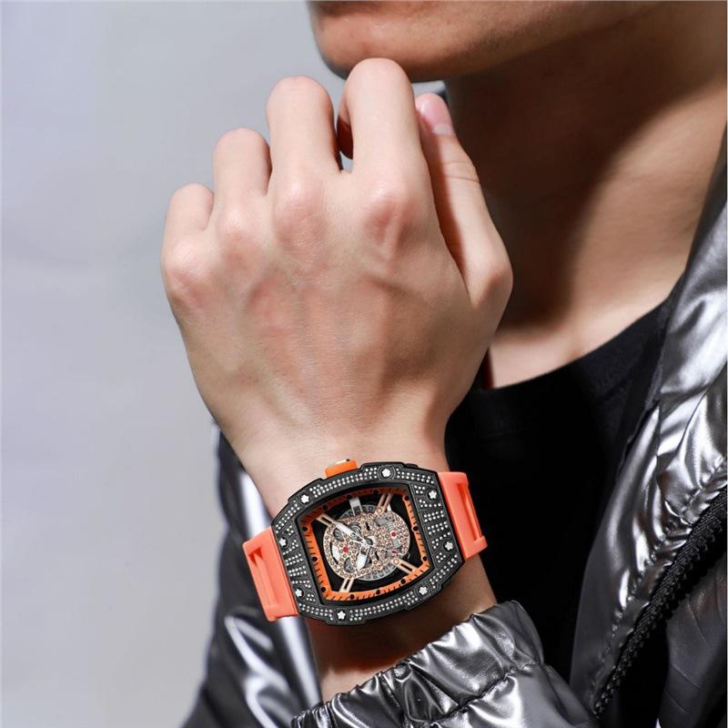 Richard Fully Automatic Men's Diamond-Studded Starry Sky Quartz Watch - Fashionable Hollow Design