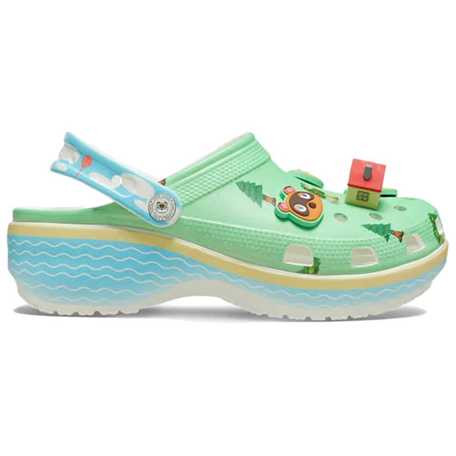 Crocs Nintendo X  Classic Platform Clog Animal Crossing Unisex Sneakers Green Multi 210101-90H
